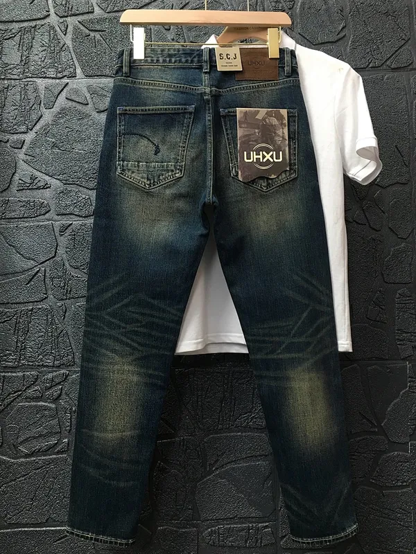 High Quality 99% Cotton Red Selvedge Stretch Denim Jeans Men American Vintage Casual Slim Fit Straight Pants 24ss Y2k Youth Male — image 4