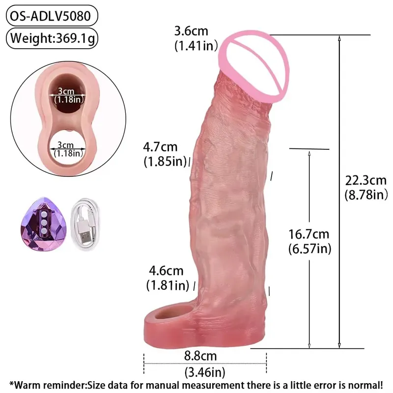 무선 제어 현실적인 중공 딜도 부드러운 실리콘 페니스 슬리브 콘돔 남성 딕 강화제 지연 사정 섹스 토이 — image 16