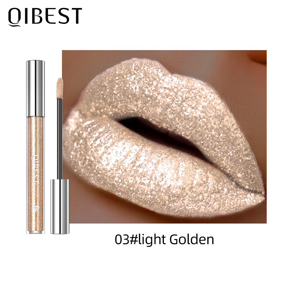 Glitter Diamond Liquid Lipstick Waterproof Long Lasting Pearl Shiny Lip Gloss Metal Charming Women Lip Makeup 6 Colors