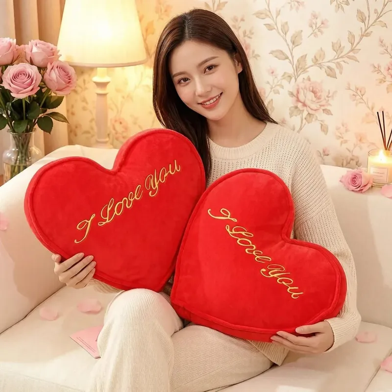 35x30cm Red Heart Plush Pillow Stuffed I LOVE U Back Support Seat Cushion Soft Valentine's Day Party Decoration Girlfriend Gift — image 2