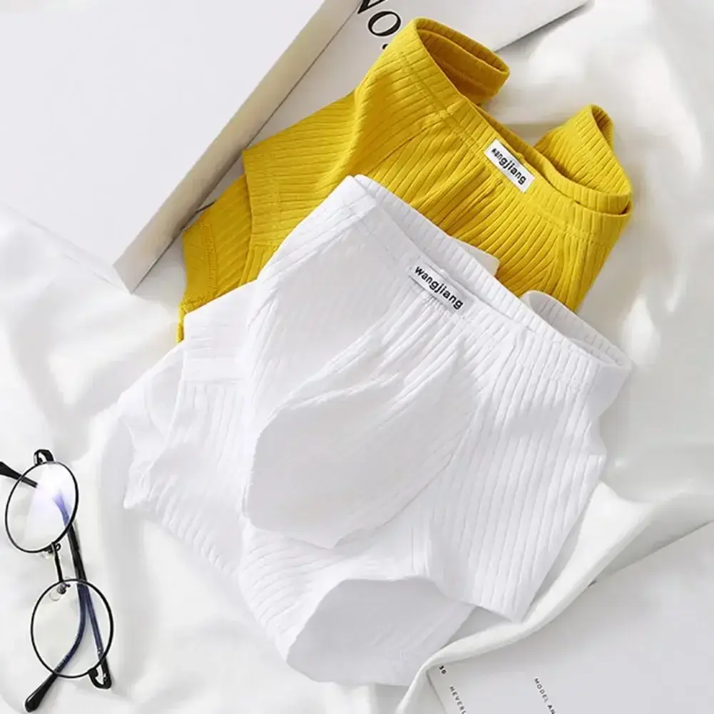 1PCS/3PCS/9PCS Men Boxer Shorts Low-rise Solid Color Ribbed Panties Underpants