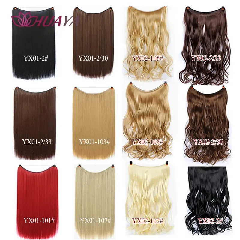Synthetic Long Straight Invisible Wire No Clips In Hair Extensions Fake Hair Pieces Secret Fish Line Hairpieces For Women — image 7