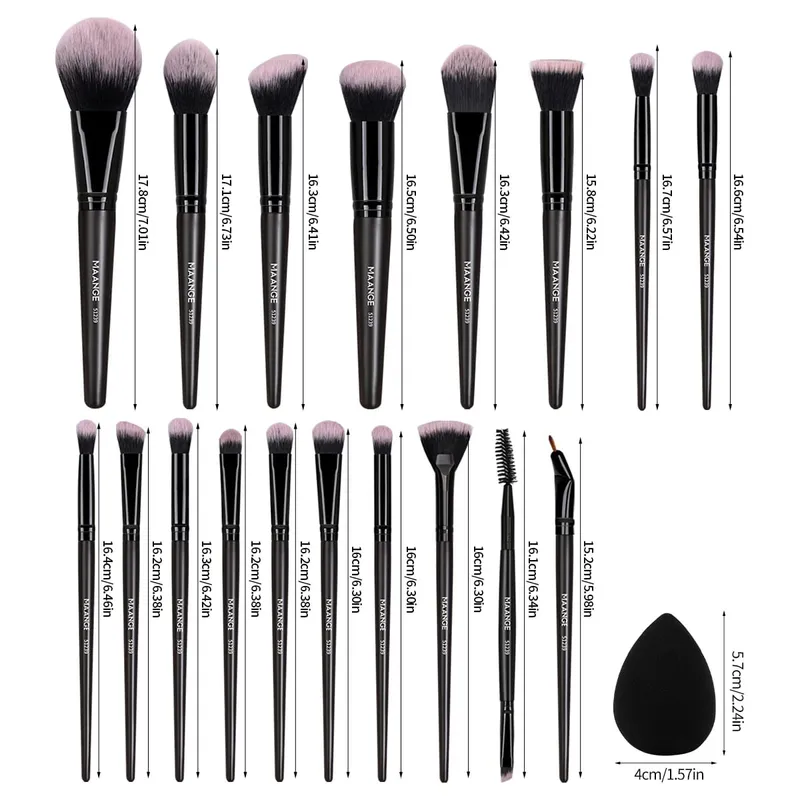 18PCS Professional Makeup Brushes Set with 1PCS Powder Puff Soft Detail Foundation Contour Blush Brush Beauty Tools — image 6