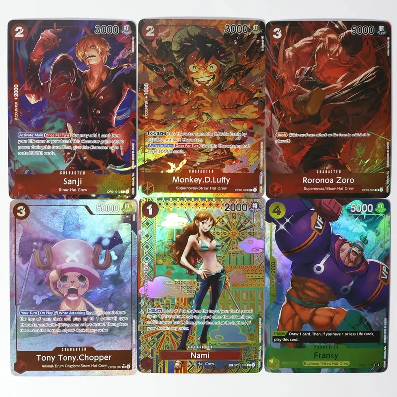 One Piece Game Cards Monkey.D.Luffy Nami Zoro Chopper. Frosted Laser Cards Blue Core Cards.OPCG Used For Game Card Collection. — image 5