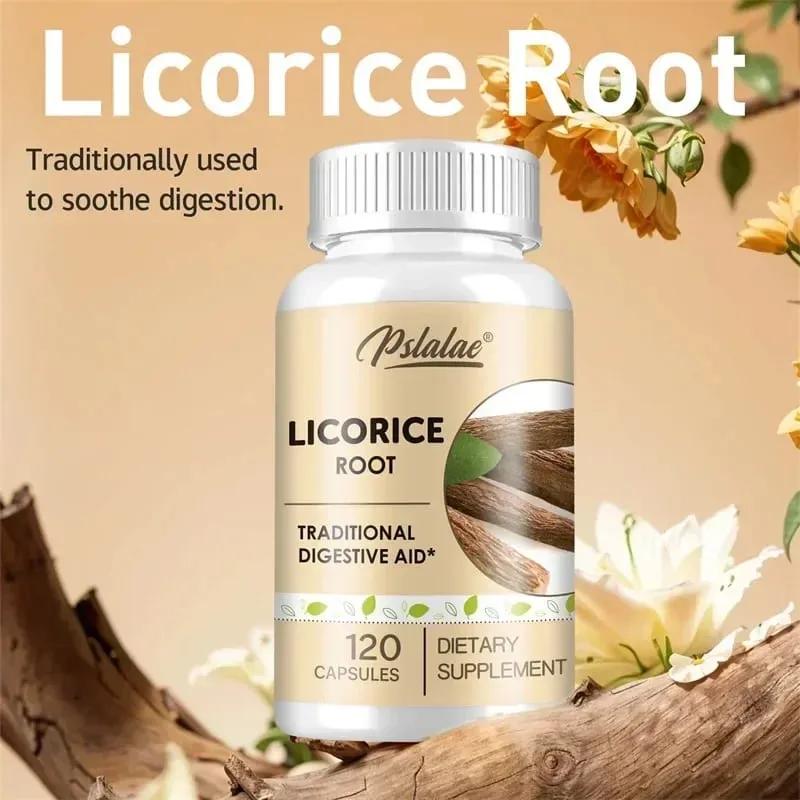 Licorice Root Capsules - Relieves Occasional Heartburn and Indigestion Soothes An Upset Stomach Improves Digestion Non-GMO