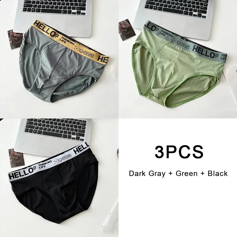 3PCS Underpants Soft Men's Panties Sports Personality Boxers Breathable Large Size Panties Briefs for Men Underwear T Underwears — image 19