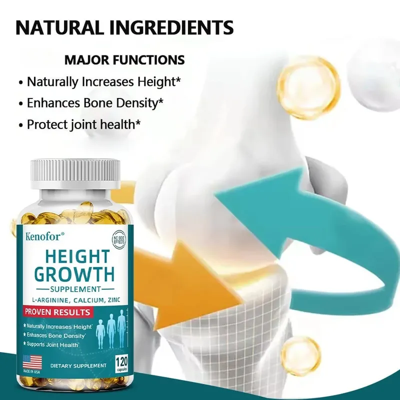 Natural Height Growth Calcium Vitamin D Supplement Vegetarian Capsules Increase Bone Strength Height Promoter Capsules Adults — image 4