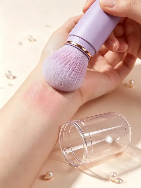 Jednodílný zasouvací štětec na make-up s mini kapslí Multifunkční cestovní štětec na make-up s ochranným uzávěrem Přenosný nástroj na make-up vhodný pro konturování tvářenek s korektorem na cestách a jako dárek — image 2