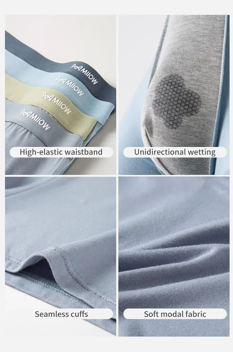 MiiOW 3Pcs Silky Modal Men Underwear Boxers Cotton Soft Touch Underpants Male Lightweight Breathable Boxers Men's Panties Trunks — image 14