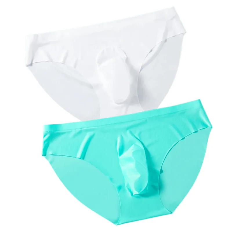 2PCS Sexy Men Briefs Ultra Thin Ice Silk Underwear High Quality Breathable Underpants Summer Transparent Quick-dry Male Panties — image 27