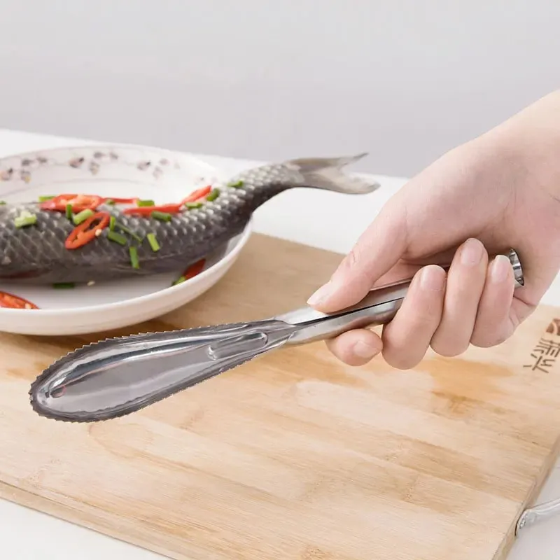 Fast Remove Fish Skin Scaler Brush， Stainless Steel Fish Scales Graters Scraper Easy Kitchen Cleaning Descaler Tool