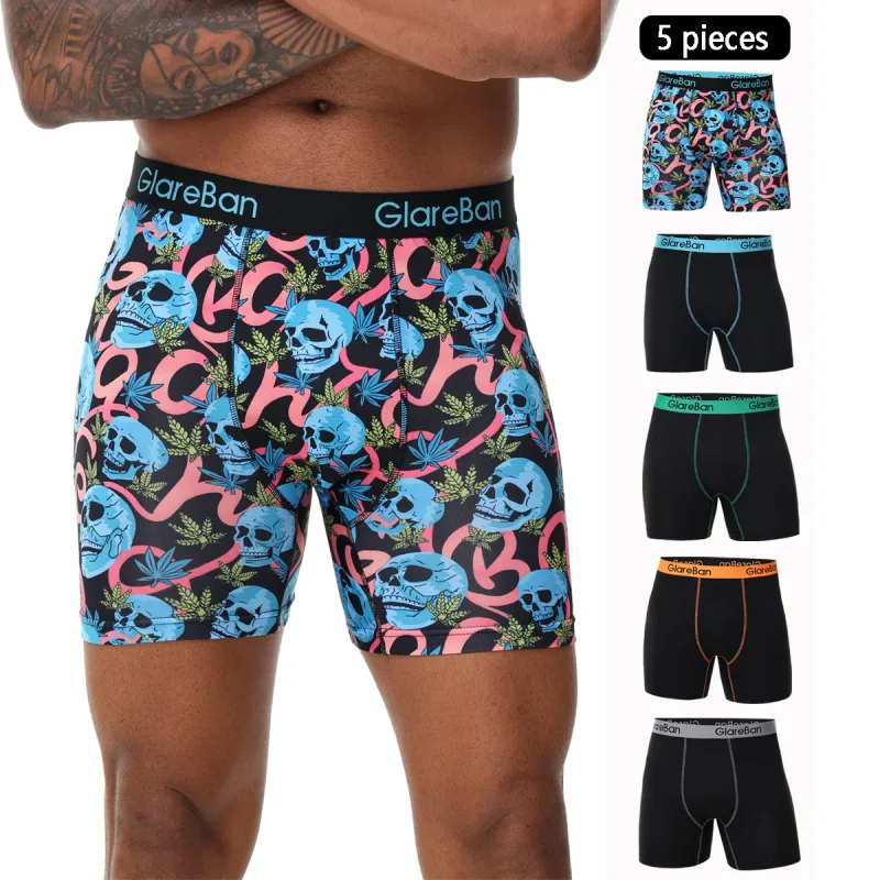 5pcs Set Mid-Long Boxer Shorts Halloween Underwear Male Underpants for Men Homme Boxershorts Slips Soft Panties Brand Sexy — image 1