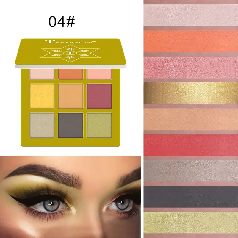 9 Colors Nude Eyeshadow Powder Makeup Palette Matte Shimmer Eye Pigmented Powder Make Up New Warm Earth Color Eyeshadow — image 11