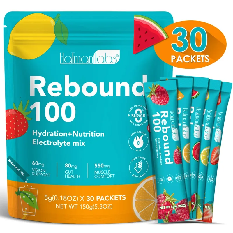 Rebound 100 elektrolytpoeder voor hydratatie Spiercomfort met nul suiker en calorieën Energiedrankmix voor trainingen 30 stuks — image 2