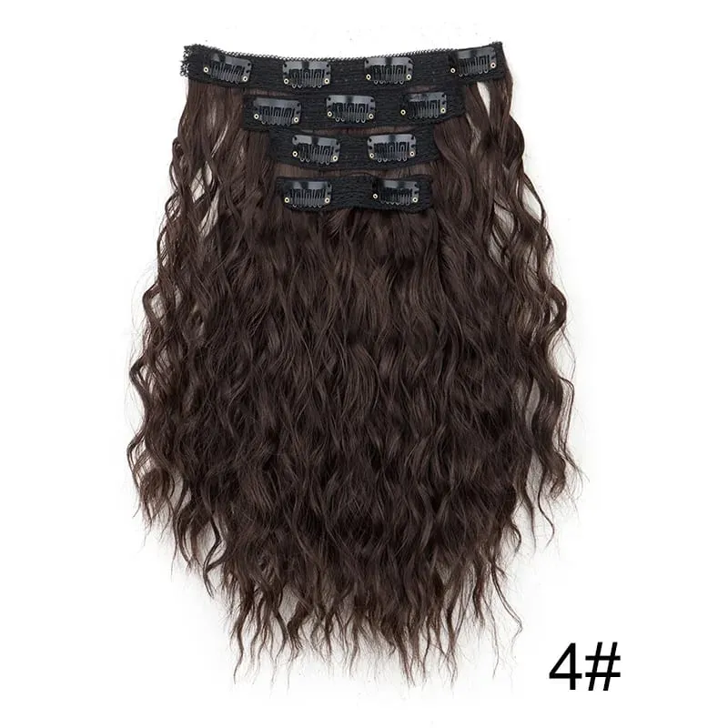 Extensión de cabello rizado ondulado corto sintético de 12 pulgadas, 4 unids/set, Clip en el cabello, fácil de usar para mujeres, uso diario en fiestas