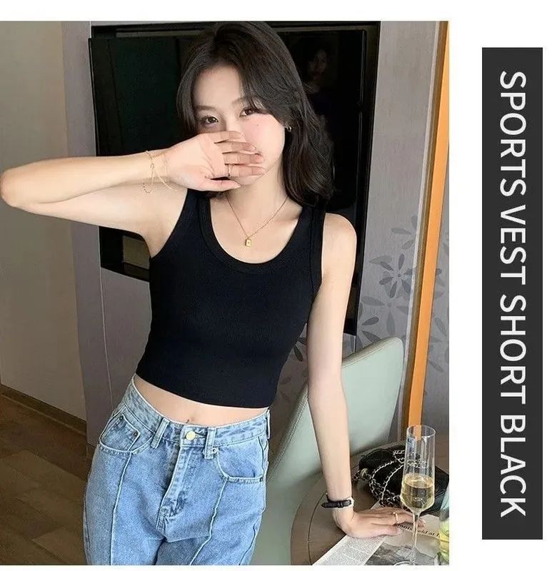 1pcs Summer Women Knitted Tank Tops Girl Thin Tops Lady Basic Casual Tank Tops Round Collar Tees Sleeveless Top For Women M L XL — image 9
