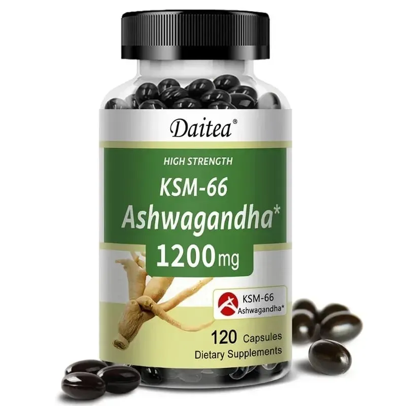 KSM-66 Ashwagandha Capsules 1200MG - Anxiety Relief Stress Reduction Sleep Improvement Mood Support Supplement