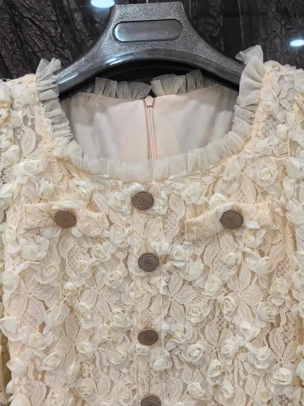 Fashion Women's Elegant Dresses Three-dimensional Floral Square Collar Long Sleeved Princess Style Dress Autumn New 1A232 — image 6