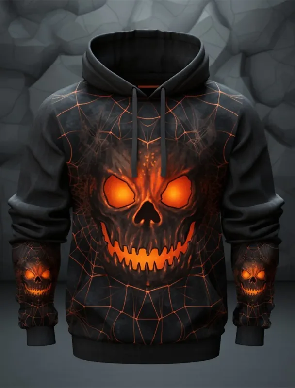 Halloween Men's Graphic Hoodie Pumpkin Prints Classic Casual 3D Pullover Holiday Fashion Hoodies Thin Style Long Sleeve Hooded — image 23
