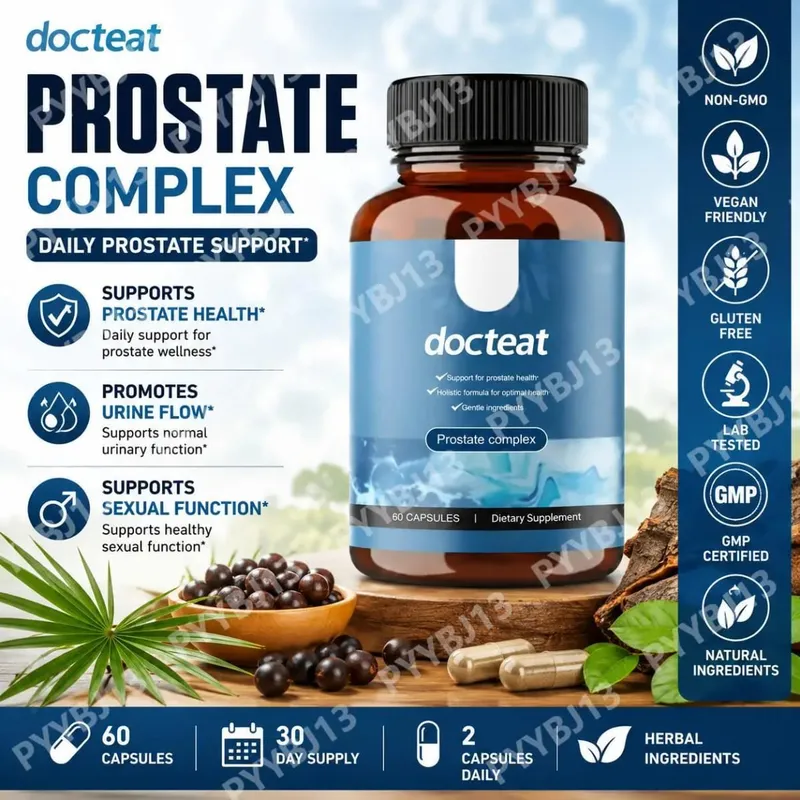 Οι κάψουλες Docteat Prostate Complex υποστηρίζουν την υγεία του προστάτη και τη ροή των ούρων με κάψουλες Herbal Saw Palmetto και Pygeum 60 — image 2