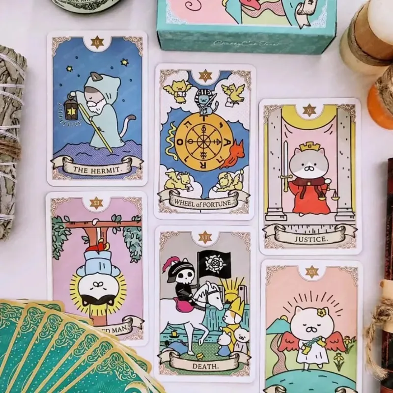 97 x 63 mm Potenko Tarot 78 Cute Cat Tarot Cards Adorable Deck for Beginners Portable Size — image 6