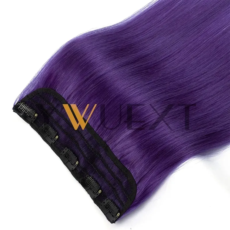 Light Weight Clip in Human Hair One Piece Fancy Colors 9 inches Width with 5 Clips Natural Straight Clip in Hairpiece 12''-20''