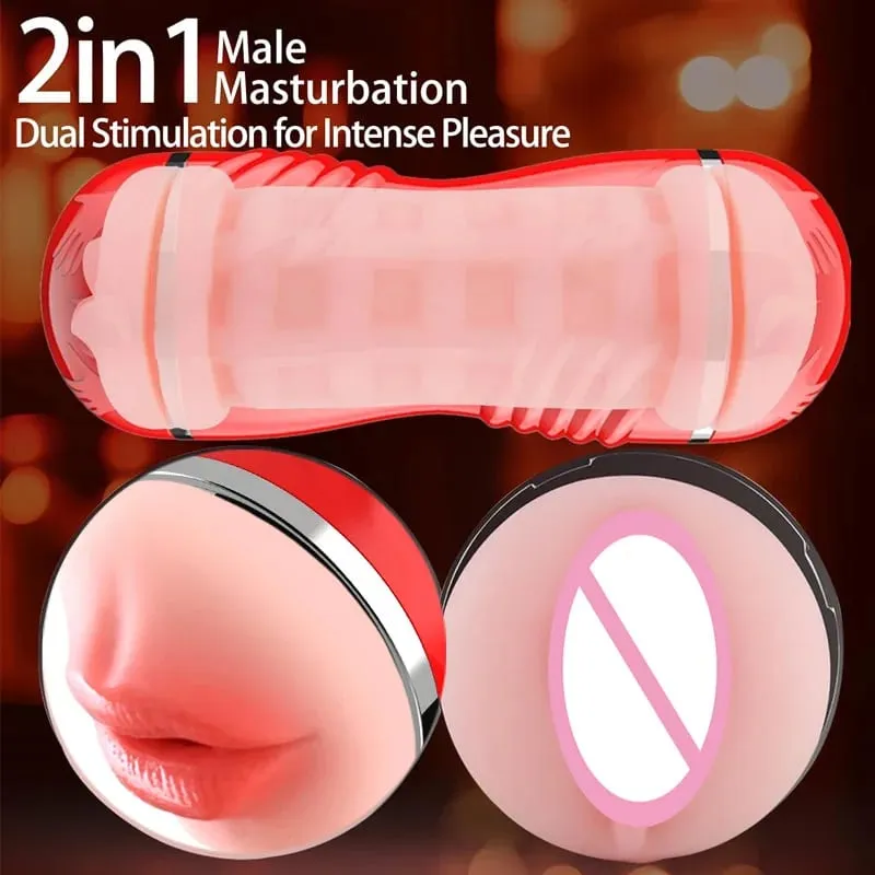 2 I 1 realistisk kunstig vagina til mænd onaner kop Deep Throat Blowjob massager lomme fisse erotisk penis sexlegetøj til voksne — image 2