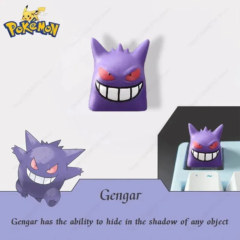 Pokemon Anime Cute Tail Keycaps Pikachu Gengar Eevee Keyboard Cap for Cross Shaft Mechanical Keyboard 3D Resin Keycaps Best Gift