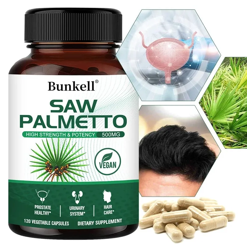 Saw Palmetto Capsules - Promotes Prostate Health Urinary Tract Support Reduces Hair Loss - Vegan — image 1