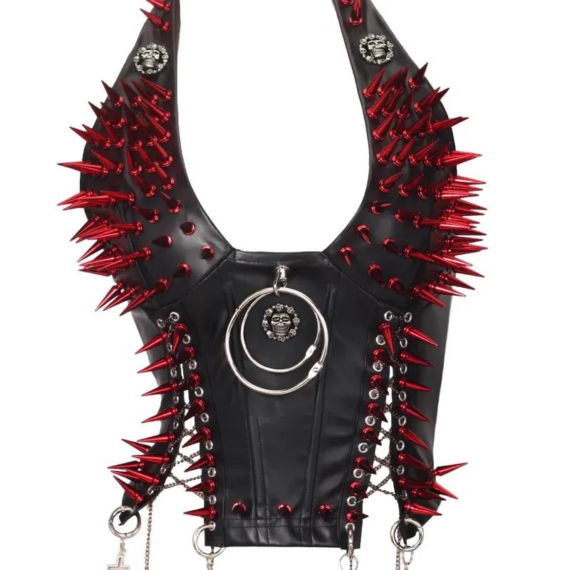 Goth Top Y2K Clothes Women's Tanks Emo Clothing Gothic Boho Tops with Spikes Punk Rock Teens Festival Spiked Bra Grunge T Shirt — image 20