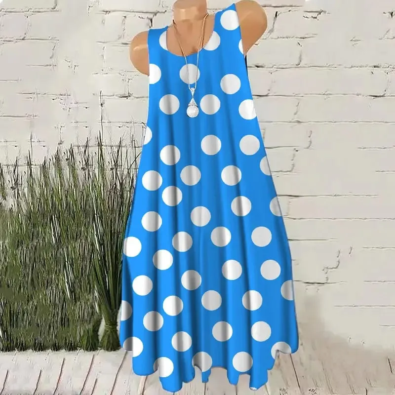 Round Dot Pattern Fashion Women Mini Dresses Summer Sleeveless 3D Printing Street Ladies Trend Dress 3XL Plus Size Casual Dress — image 10
