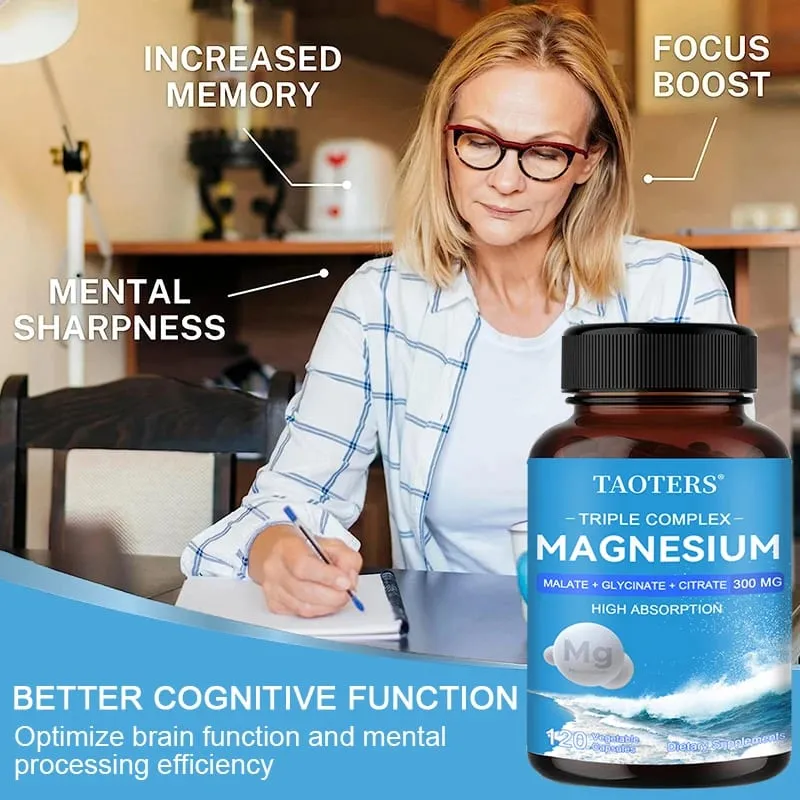 Magnesium Malate + Glycine + Magnesium Citrate 300 Mg - Supports Heart Health and Muscle Function; Improves Energy Mood — image 2