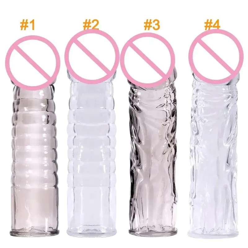 Delay Spray Clit Penis Extensions Condom Sleeve Male Enlargement Massager Cock Ring Cover Adult Sex Toys Penis Cock Ring — image 3