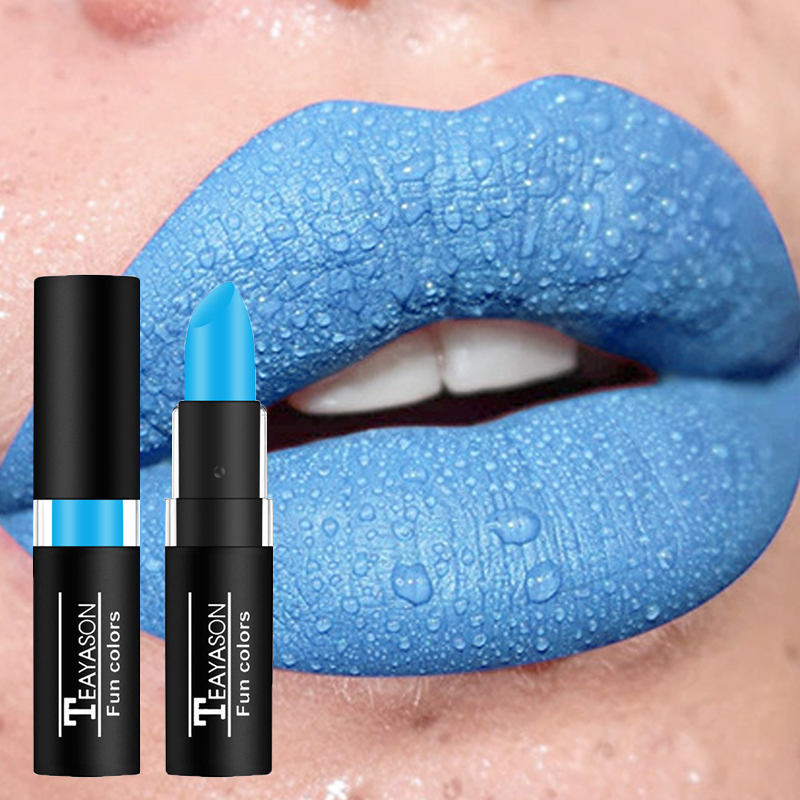Punk Dark Wine Red Lipsticks Waterproof Easy To Color Makeup Sexy Red Lipstick Matte White Black Lip Gloss Facial Body Painting — image 3