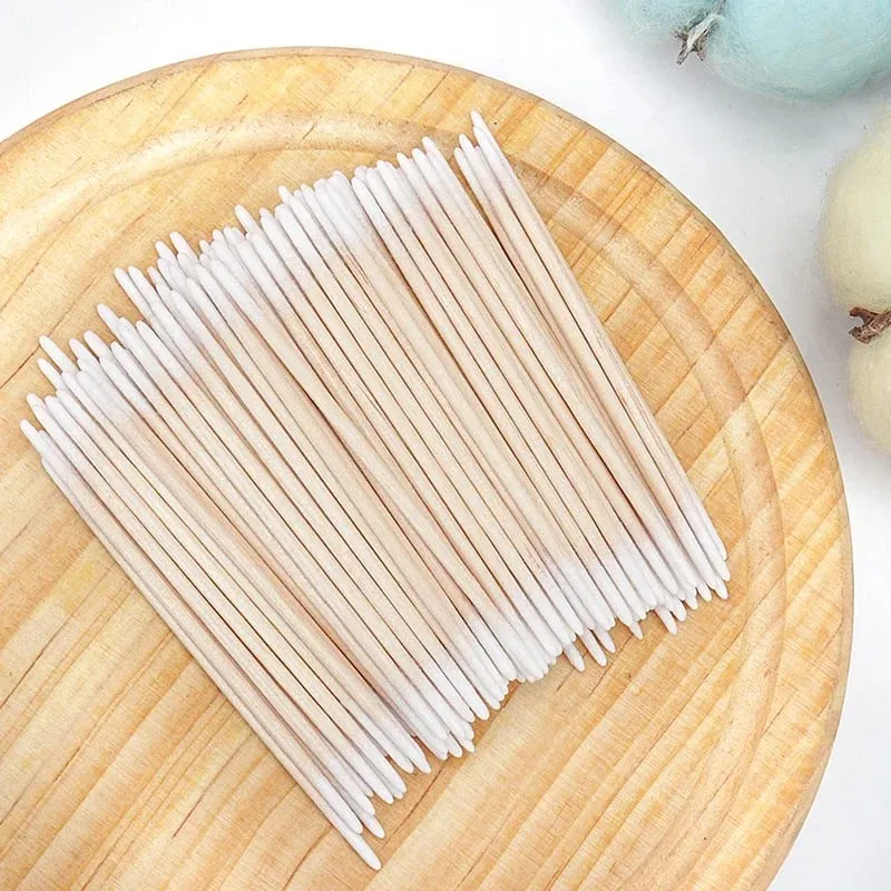 100/300Pcs Disposable Ultra-small Cotton Swab Brush Lint Free Micro Wood Makeup Brushes Eyelash Extension Glue Removing Tools — image 2