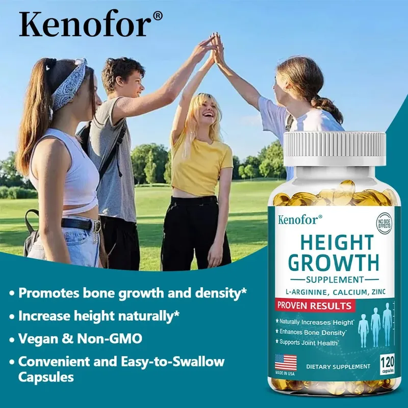 Natural Height Growth Calcium Vitamin D Supplement Vegetarian Capsules Increase Bone Strength Height Promoter Capsules Adults — image 2