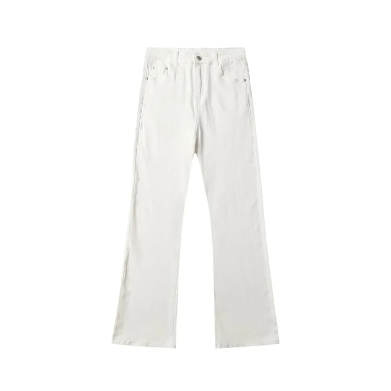 Retro Men's Flared Jeans Casual Slim Fit Stretch Bell Bottom Comfort Stretch Fit Bottom White Skinny Leg Denim Jeans Unisex