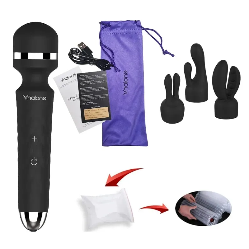 Nalone Powerful Vibrator Optional 3 Nozzles USB Recharge Magic Wand AV Vibrator Massager Vibration Dildo Adult 18+ Women Sex Toy — image 12