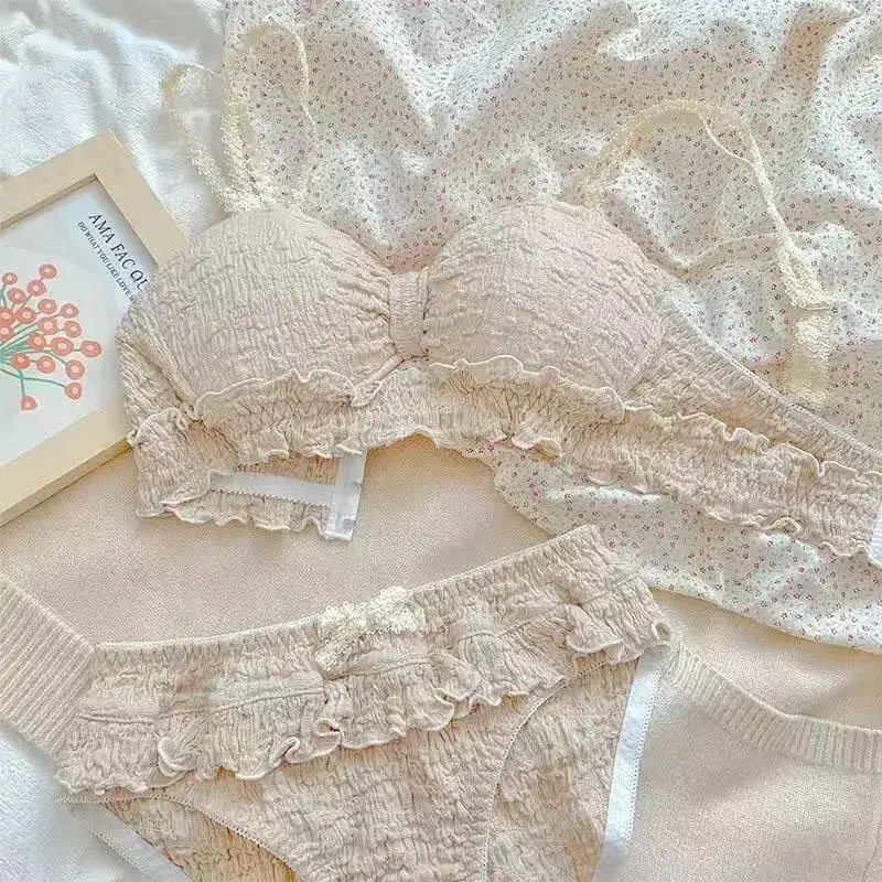 Pure Desire Lingerie Small Breasts Cute Lingerie Push-up Bra Set Students Comfortable No Underwire Anti-sag Not Empty Cup
