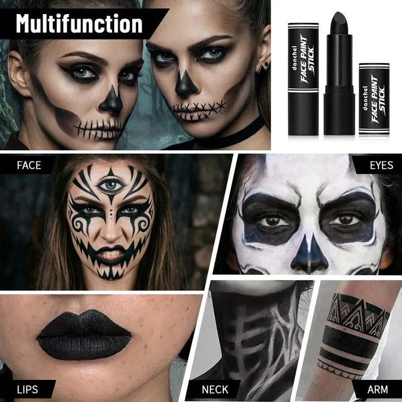 Halloween Gothic Makeup Kit Storage Bag Dark Cream Blush Black White Face Paint Stick Cosplay Party Festival Face Body Makeup — image 5