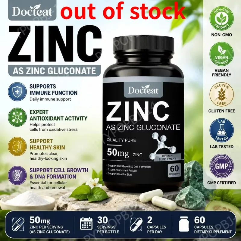 Docteat Zinc As Zinc Gluconate Capsules 50 Mg Zink Setiap Hidangan Sokongan Imun Aktiviti Antioksidan Kulit Sihat 60 Kapsul