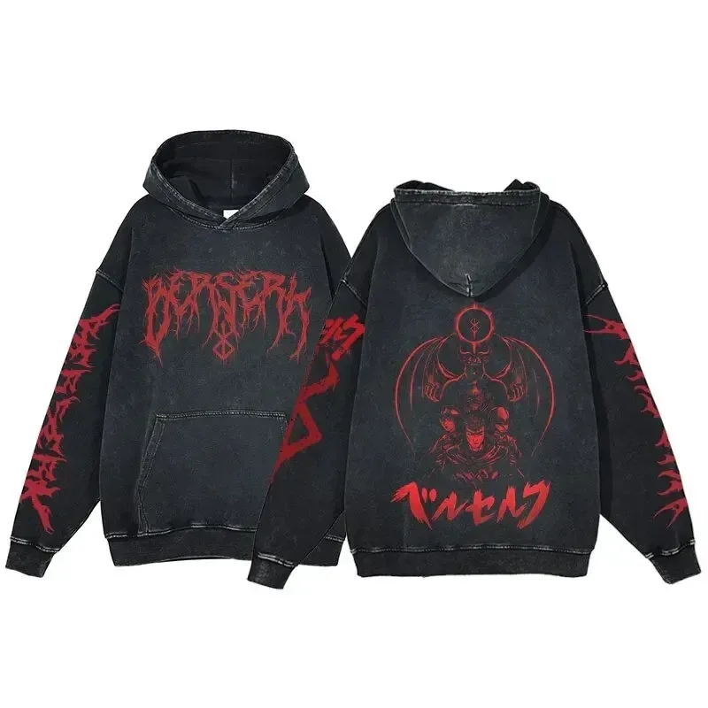 HAI Customizable Retro Washed Hoodies 100% Cotton Tops Black Acid Vintage Hooded Sweatshirts Oversize Hip Hop Male Pullover — image 10