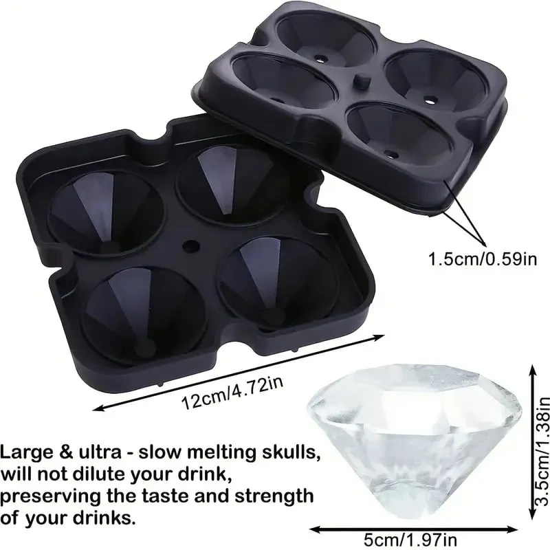 Silicone Ice Cube Mold Tray With Lid Diamond Skull Ball Shape Ice Maker Easy Release For Whisky Cocktail Kitchen Accessorie — image 5