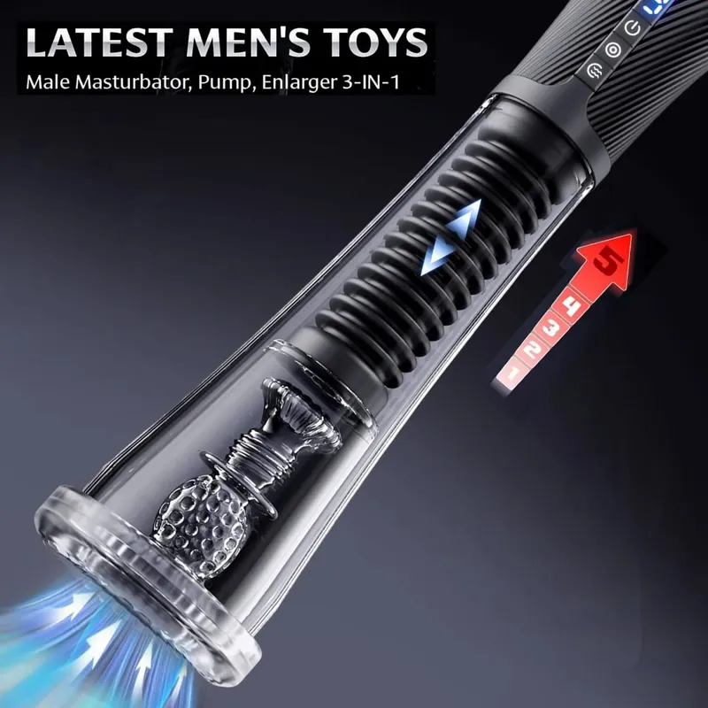Tự Động Nam Masturbators Dương Vật Bơm Giới Tính Máy Stroker Hút Chân Không Đồ Chơi Tình Dục Người Lớn Cho Nam 5 Cấp Độ Hút 6 Chế Độ Luyện Tập — image 4