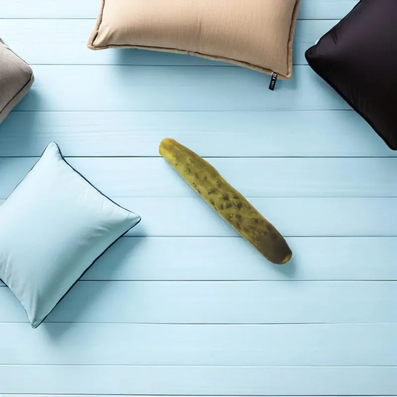 2Pcs Pickle Cucumber Soft Pillow Cartoon Food Cushion Creative Decor Lumbar Back Support Cushions Funny Stuffed Yellow Gourd