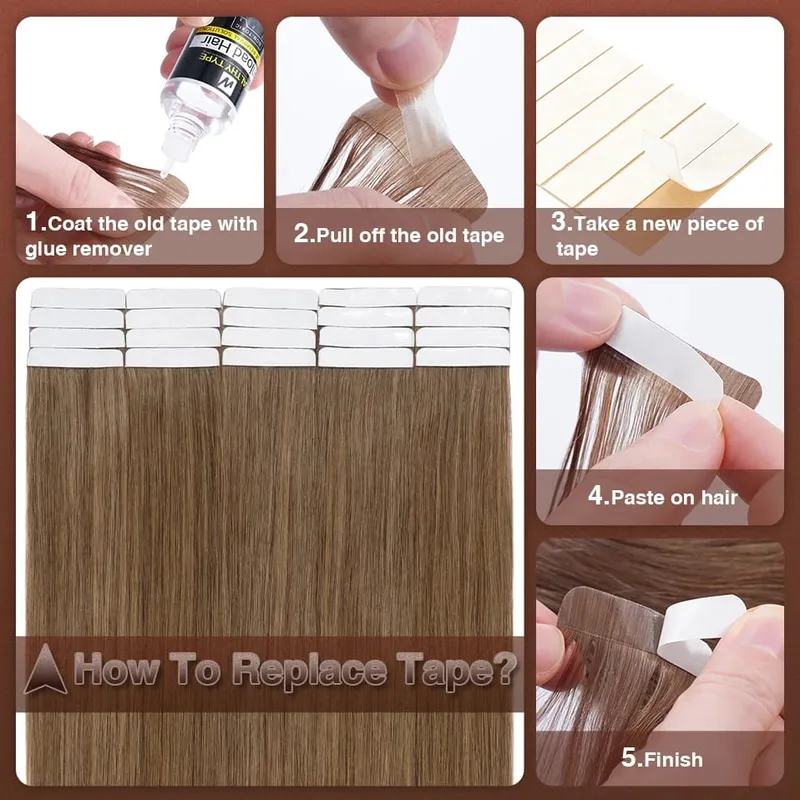 S-noilite 2.5g/pc Thick Tape In Human Hair Natural Hair Extensions Adhesive Seamless Invisible US Double Sides Replacement Tape