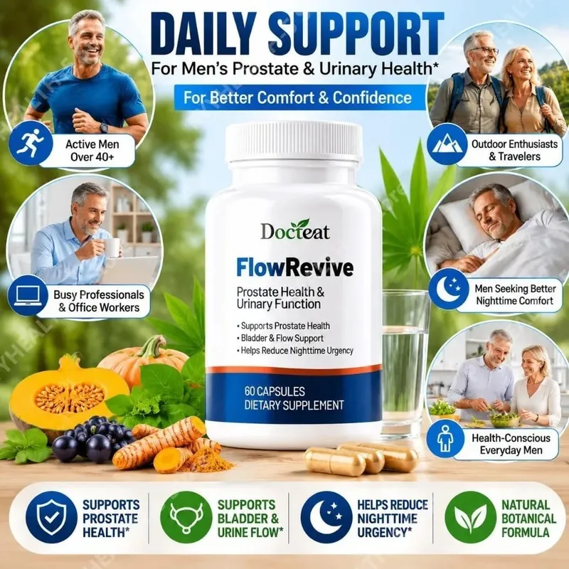 Suplemen Saw Palmetto Prostat untuk Lelaki Kapsul FlowRevive dengan Ekstrak Biji Labu Menyokong Kesihatan Pundi Kencing 60 Kiraan