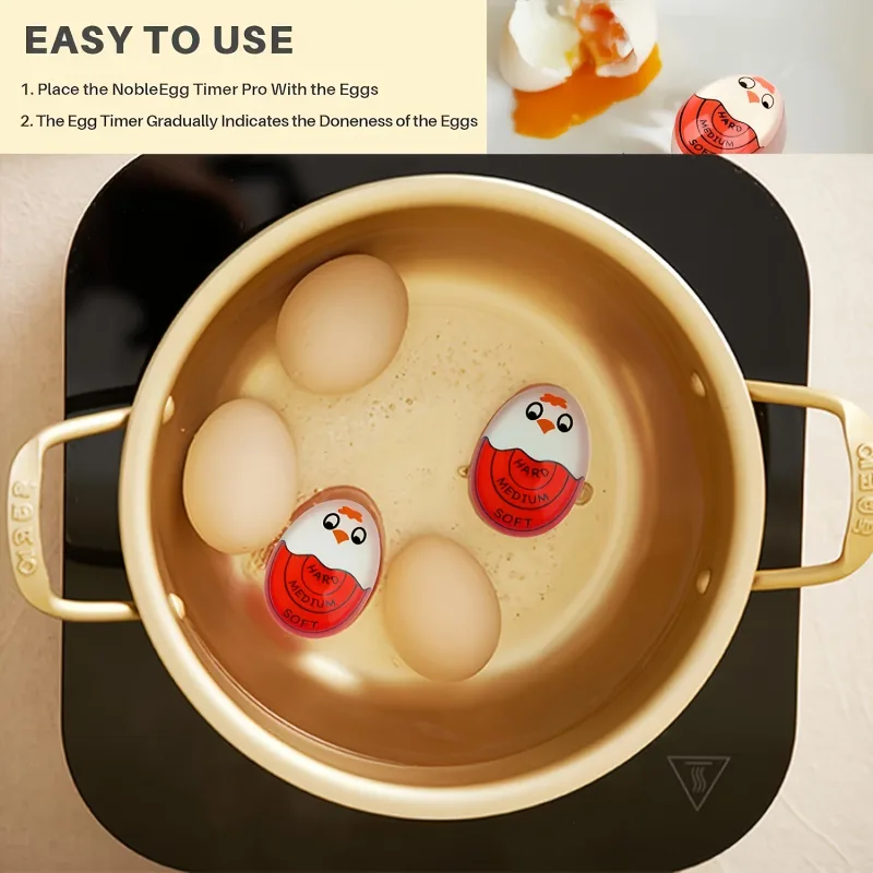 1/2pcs Chick Egg Timer Sensitive Color Change Indicator for Hard Soft Boiled Eggs Cooker Kitchen Gadget for Restaurants Bakeries — image 3