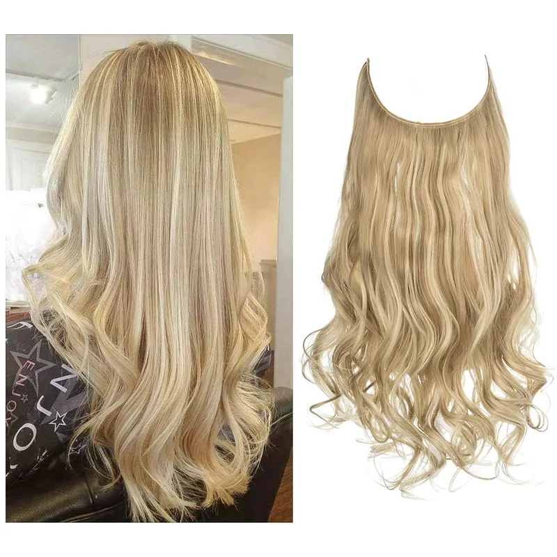 Nice Premium Synthetic Invisible Wire With Clip In Hair Extensions Daily Use Hairpieces Long Brown Natural Wavy Fake Hair piece — image 16