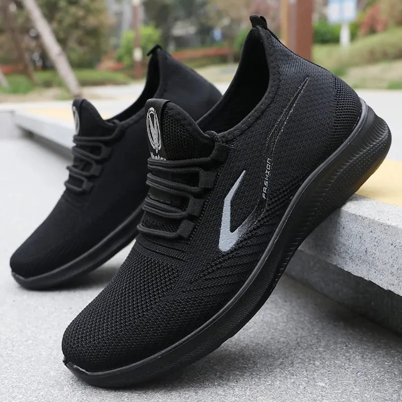 Men's Fashionable Solid Woven Knitted Running Shoes - Lightweight Breathable Non-Slip - Perfect Sports Shoes for Outdoors